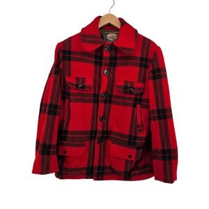 Vintage H.W. Carters Red Black Buffalo Plaid Wool Lined Jacket Hunting Mens M/L